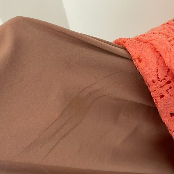 NEW YORK COMPANY NY&CO Eyelet Fit Flare Dress Coral Orange Pink Sleeveless Midi - Picture 8 of 13